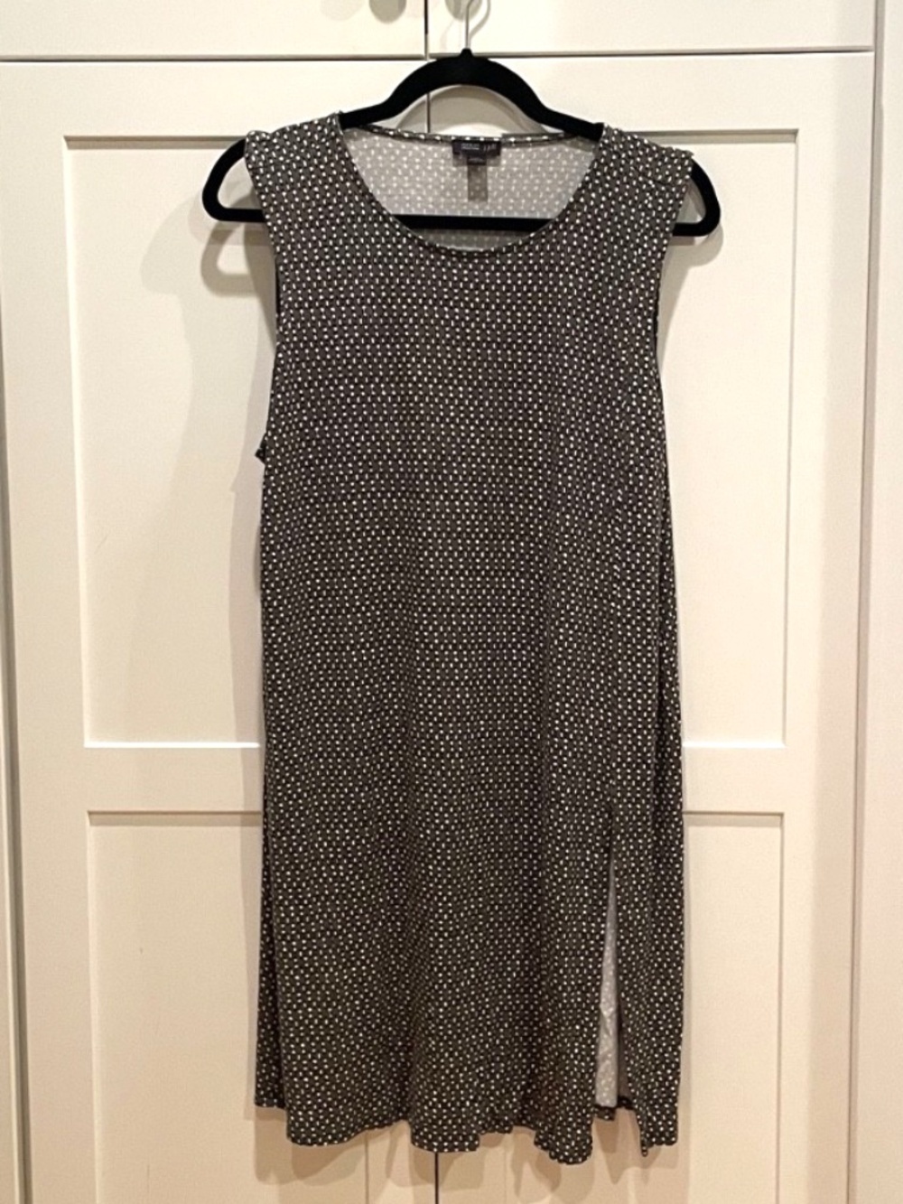 J.Jill Green Sleeveless Dress w/ black and white pattern Size Large